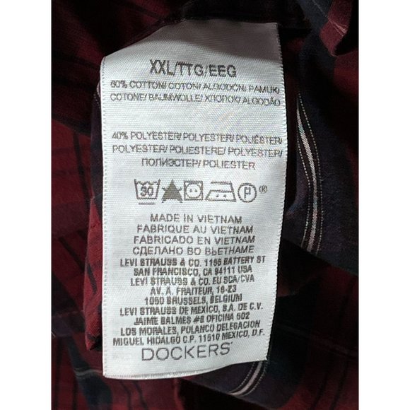 DOCKERS - Men's Long Sleeve Plaid Shirt - Burgundy - XXL - Picture 10 of 14